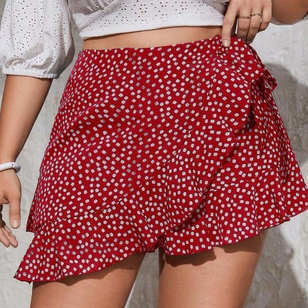 Red Wrap Mini Skirt ❣️